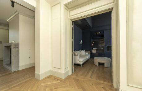 Wall and ceiling paneling add character and style to this home remodel project.