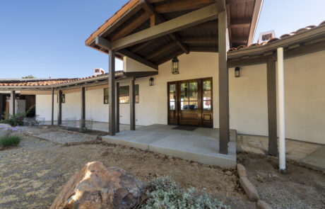 Dark wood front entry doors installed in a home in Murrietta by Youngren Tradeworks